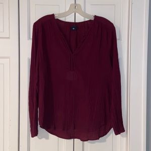 Gap Long Sleeve Blouse. Small, Maroon.